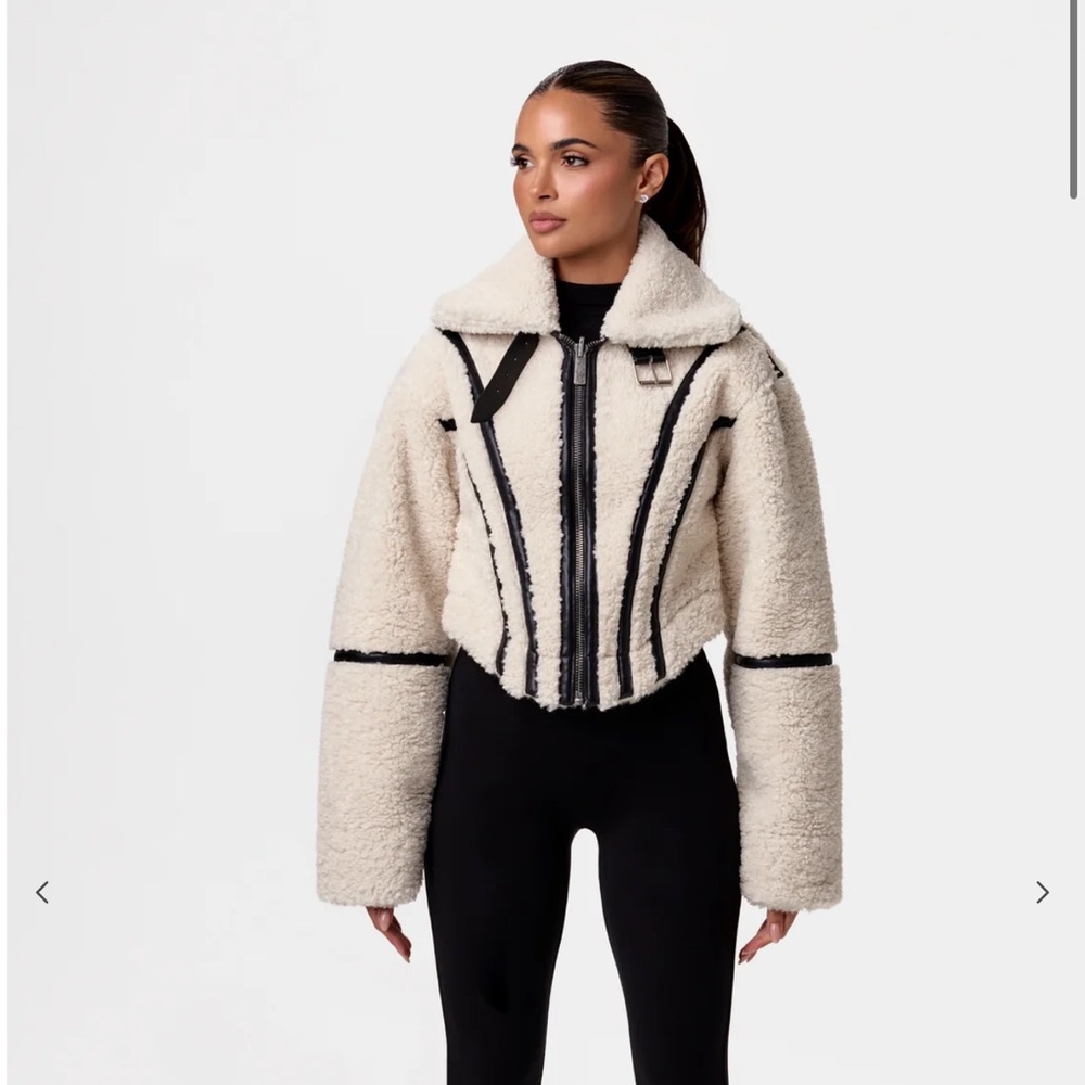 Reversible Cream and Black Sherpa Jacket